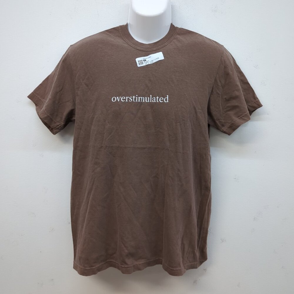 Comfort Colors Overstimulated Print T Shirt Size Medium Brown